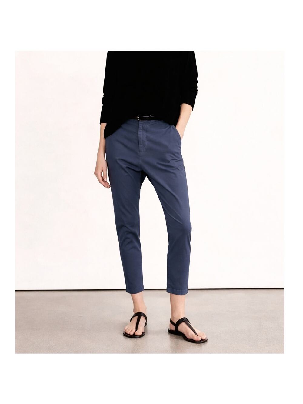 Nili Lotan 0 Paris Pants $345 Drop Crotch Cotton Slouchy Cropped Navy Blue NWT!